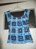 Leuke top in blauw met carmen hals, lekker luchtig, 2,50., Korte mouw, Maat 34 (XS) of kleiner, Gedragen, Verzenden