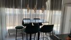 Hoge tafel met 6 velour krukken, Huis en Inrichting, Tafels | Eettafels, 100 tot 150 cm, Zo goed als nieuw, Vijf personen of meer