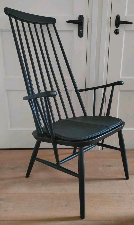 Deense vintage stoel spijlenstoel stoel fauteuil relax, Huis en Inrichting, Stoelen, Gebruikt, Eén, Hout, Zwart, Ophalen