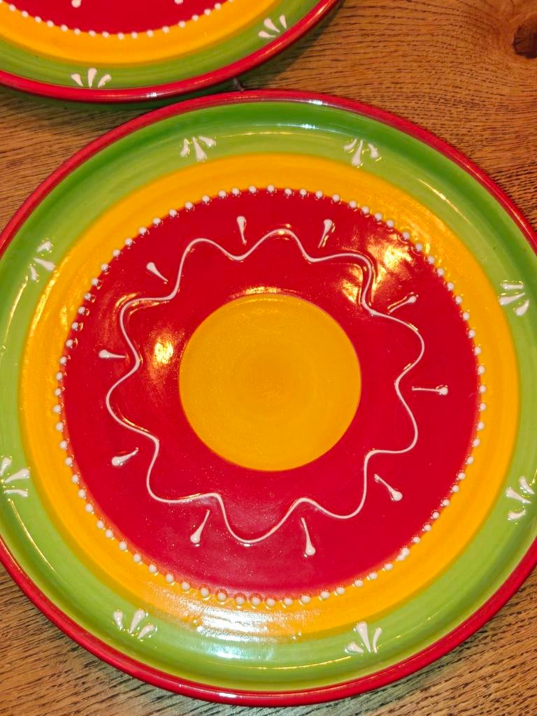 Borden en kommen Borden Thema Mexico, Spaans aardewerk 3 stk, Ophalen, Gebruikt, Bord(en), Overige stijlen