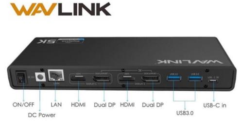 Wavlink 5K - dual 4K Dockingstation, Computers en Software, Dockingstations, Gebruikt, Docking station, Laptop, Ophalen of Verzenden