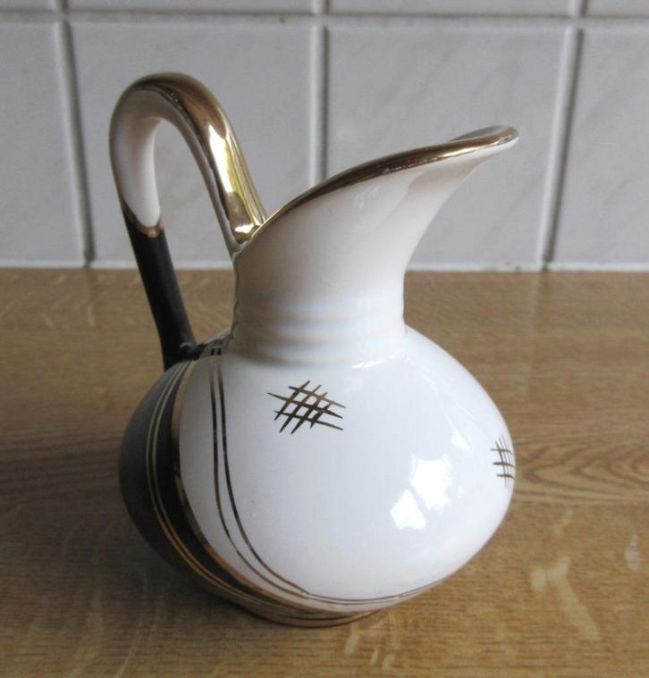 Tiko Domino vaasje vintage keramiek Gouda Holland zwart wit, Huis en Inrichting, Woonaccessoires | Vazen, Gebruikt, Overige kleuren