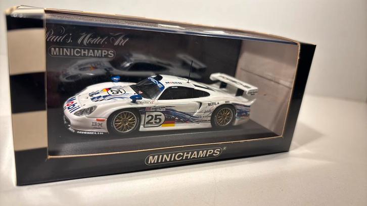 Porsche 911 gt1 le mans 1997 minichamps 1.43, Hobby en Vrije tijd, Modelauto's | 1:43, Zo goed als nieuw, Auto, MiniChamps, Ophalen of Verzenden