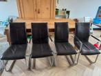 4 Eetkamer stoelen, Huis en Inrichting, Stoelen, Ophalen, Gebruikt, Zwart, Leer