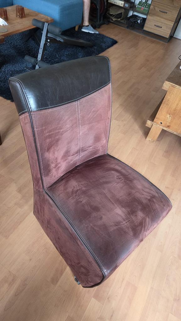 Eetkamerstoelen, Huis en Inrichting, Stoelen, Gebruikt, Twee, Leer, Overige materialen, Bruin, Ophalen