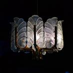Vintage lamp, Fagerlund, messing, geblazen glas, bladlamp, Ophalen of Verzenden, Zo goed als nieuw, Glas, Minder dan 50 cm