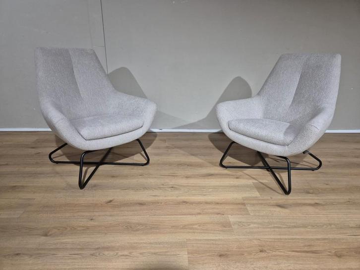 2x Montel Action - Fauteuil - NIEUW - Boucle - Stof - Design, Huis en Inrichting, Stoelen, Nieuw, Twee, Metaal, Stof, Wit, Ophalen of Verzenden