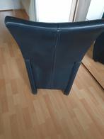 Te koop 6 zwarte leren eetkamerstoelen., Ophalen, Gebruikt