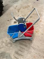 Schoonmaakwagen - met wringer - 2 emmers, Ophalen, Dweilemmer, -bak, of -wagen