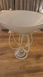 Art nouveau stijl coupe op voet – wit glas, Minder dan 55 cm, Rond, Ophalen of Verzenden, Glas