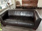 Bruine leren 2-zits bank, Huis en Inrichting, Banken | Bankstellen, Ophalen, Gebruikt, 150 tot 200 cm, Tweepersoons