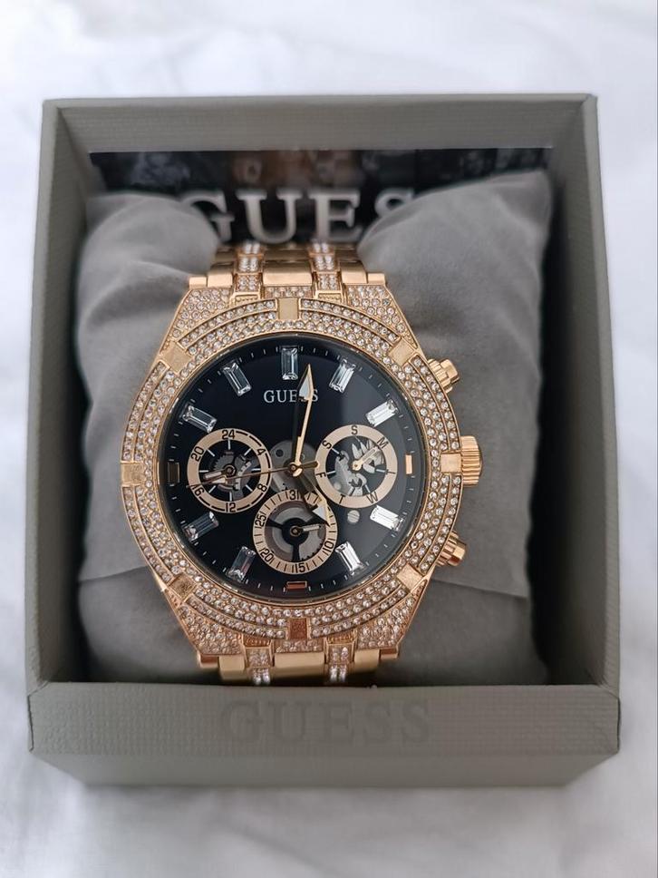 Guess Multifunctioneel Diamanten Zwarte Wijzerplaat Goud Sta, Sieraden, Tassen en Uiterlijk, Horloges | Heren, Nieuw, Overige merken
