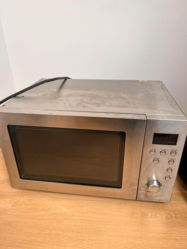 Combi-magnetron / Oven – RVS – werkt perfect, Witgoed en Apparatuur, Magnetrons, Gebruikt, Vrijstaand, Grill, Ophalen of Verzenden