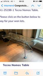 Tecno Nomos glazen tafel 2.20  x 1 m, Huis en Inrichting, Ophalen, Overige materialen, Zo goed als nieuw, Vijf personen of meer