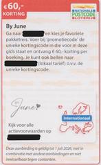 By June. € 60,- korting. Postcodeloterij kortingsbon., Drie personen of meer, 3 overnachtingen of meer