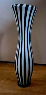 Vintage Leonardo zwart witte zebra vaas muranoglas, Ophalen of Verzenden
