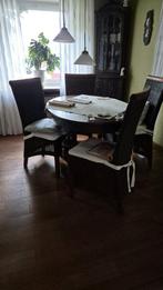 Antieke ovale tafel met 6 rieten stoelen, Huis en Inrichting, Ophalen, Gebruikt, Antiek, 6 tot 8 stoelen