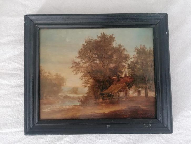 Antiek schilderij op paneel, gesigneerd, Antiek en Kunst, Kunst | Schilderijen | Klassiek, Ophalen
