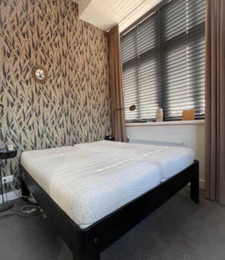 Auping Auronde-ledikanten, Huis en Inrichting, Slaapkamer | Bedden, Gebruikt, Tweepersoons, 180 cm, Hout, Zwart, Verstelbaar, Ophalen