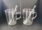 2 theeglazen met glazen theelepels, Huis en Inrichting, Keuken | Servies, Glas of Glazen, Ophalen of Verzenden, Overige stijlen