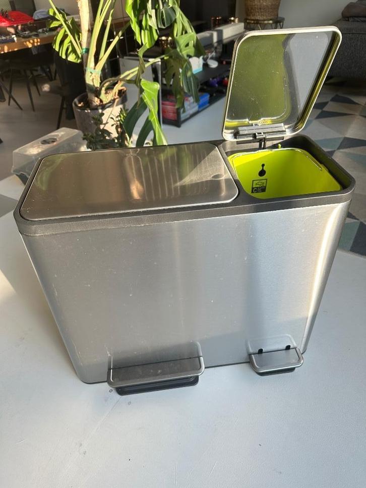 Eko 2 in 1 prullenbak, Huis en Inrichting, Woonaccessoires | Prullenbakken, Gebruikt, Rvs, 50 tot 75 cm, 30 tot 40 liter, Ophalen