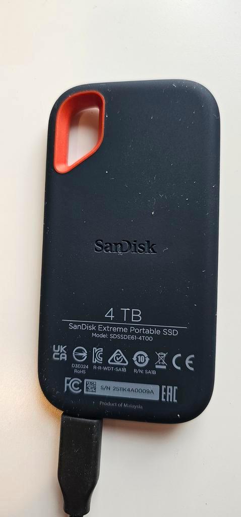 Sandisk Extreme Portable SSD 4TB, Computers en Software, Harde schijven, Nieuw, Laptop, USB, Ophalen of Verzenden