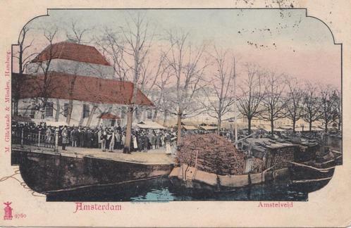 Amsterdam ca 1900 AMSTELVELD Markt, Verzamelen, Ansichtkaarten | Nederland, Ongelopen, Noord-Holland, Voor 1920, Verzenden