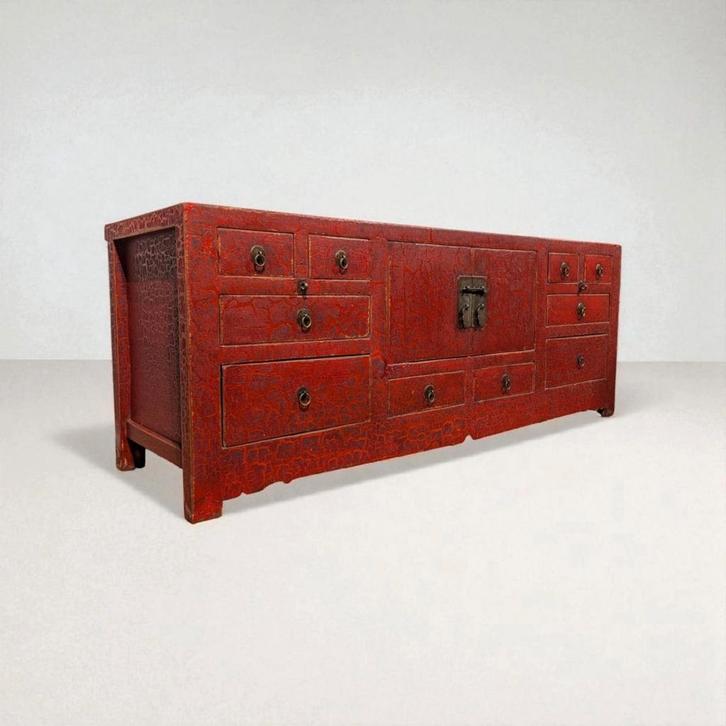 Chinees dressoir rood – tv-meubel 169 cm | FF Iets Anders, Huis en Inrichting, Kasten | Dressoirs, Zo goed als nieuw, 150 tot 200 cm