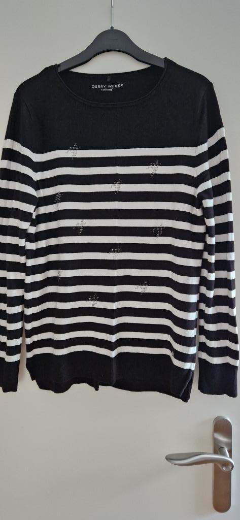 Gerry Weber trui katoen, viscose marine zwart wit streep 38, Kleding | Dames, Truien en Vesten, Zo goed als nieuw, Maat 38/40 (M)