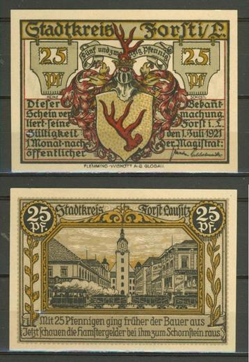 Forst i. L. 25 Pf 1921 Polen Zasieki Noodgeld Biljet r-128 beschikbaar voor biedingen