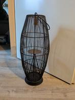 Vloer Lantaarn Windlicht Metaal Zwart Goud, Huis en Inrichting, Woonaccessoires | Kandelaars en Kaarsen, Ophalen, 50 tot 75 cm