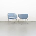 2 B&B Italia stoel Blauw stof Nieuw slede onderstel, Huis en Inrichting, Stoelen, Niet ingevuld, Drie, Blauw, Niet ingevuld