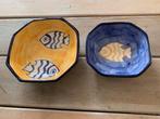 schaaltjes handbeschilderd / Vis / vissen. Blauw geel, Ophalen, Overige stijlen, Aardewerk, Schaal of Schalen