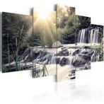 673 Waterval Natuur 5 Luik Canvas Schilderij 200x100cm XXL, Ophalen of Verzenden