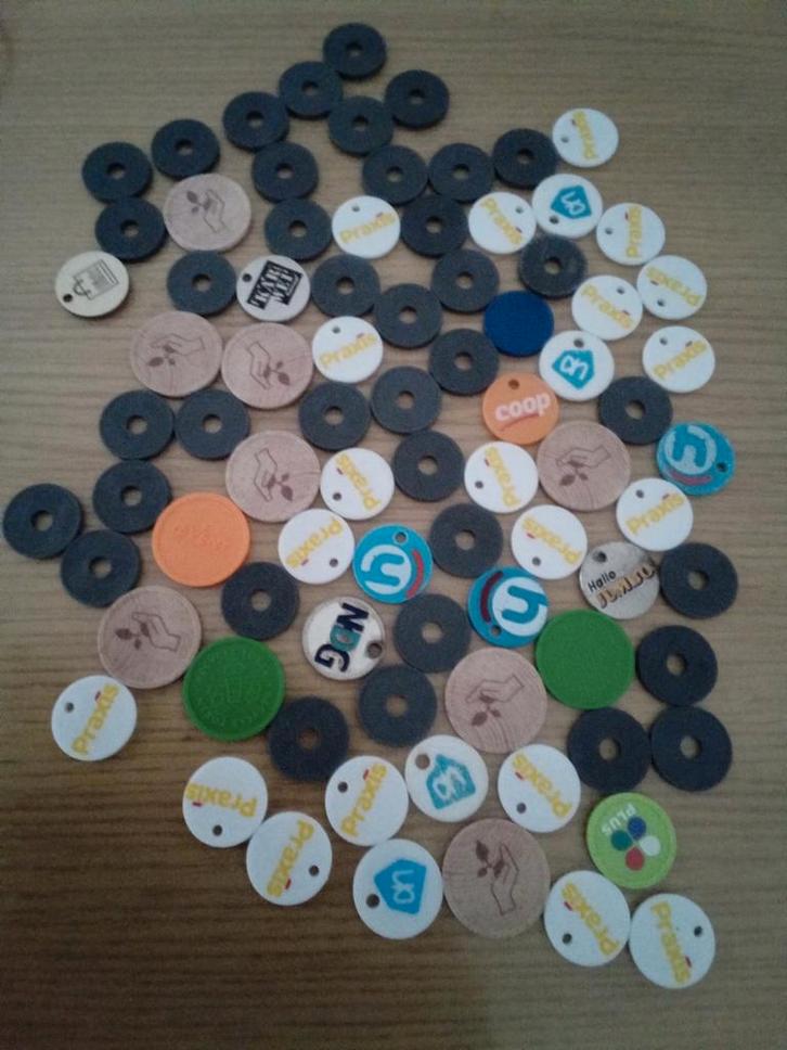 Partij winkelwagenmuntjes, Verzamelen, Winkelwagenmuntjes, Ophalen of Verzenden