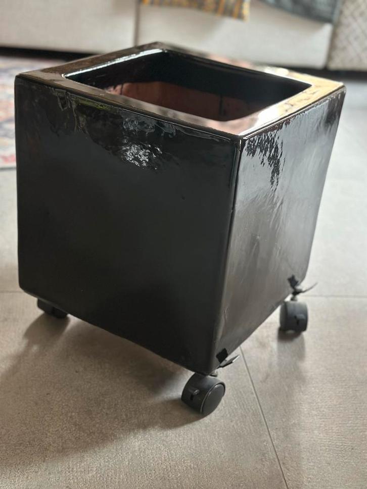 Zwarte Stenen Plantenpot - 35x35cm, Tuin en Terras, Bloempotten, Gebruikt, Steen, Binnen, Minder dan 40 cm, 25 tot 40 cm, Vierkant