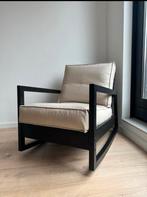 Fauteuil/schommelstoel | zwart/beige | nieuwe bekleding, Huis en Inrichting, Fauteuils, Ophalen, Zo goed als nieuw, 75 tot 100 cm