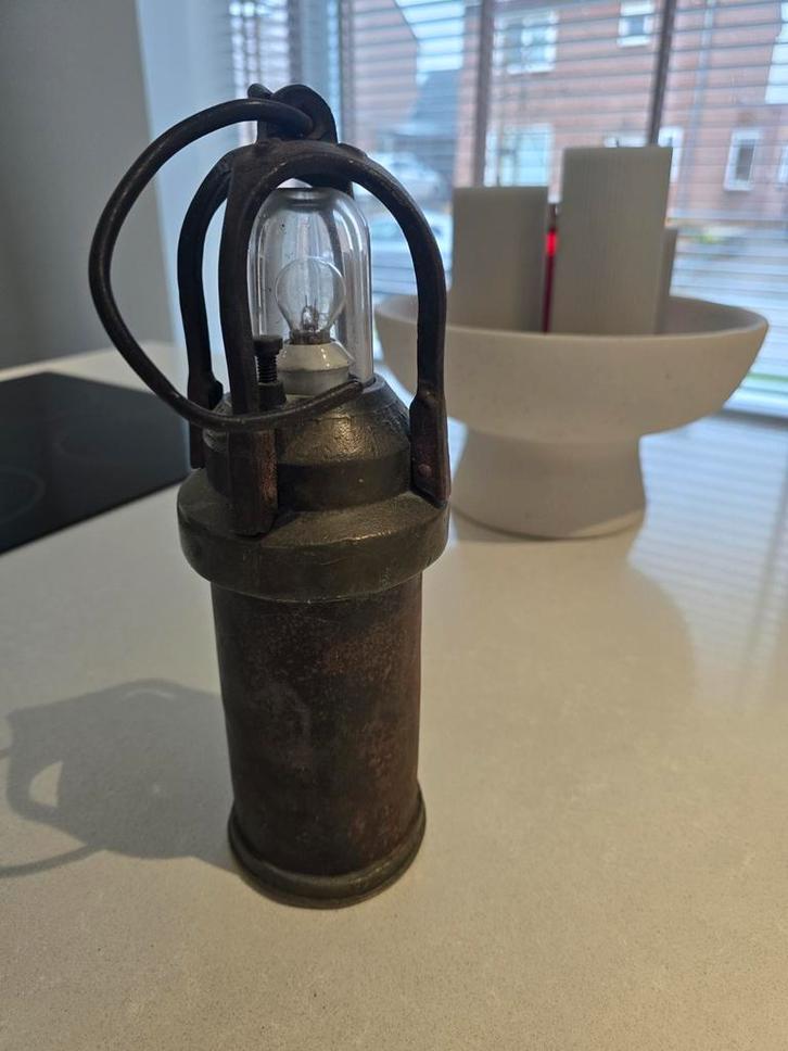 Antieke Industriële Mijnlamp, Antiek en Kunst, Antiek | Lampen, Ophalen of Verzenden