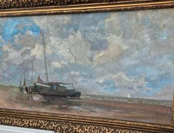 Schilderij: Boten op het strand beschikbaar voor biedingen