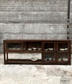 Antiek Engels dressoir houten sidetable, Antiek, Glas, 200 cm of meer, Ophalen of Verzenden