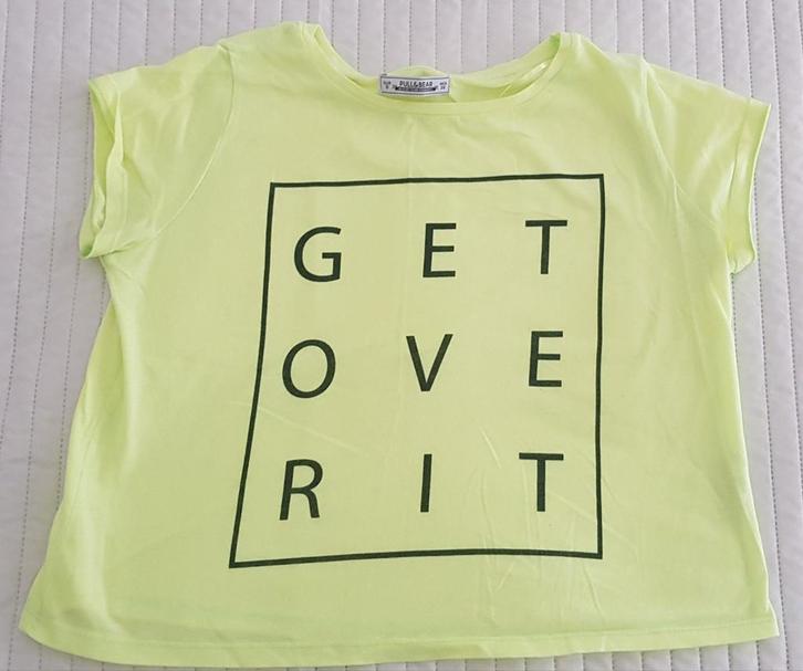 Pull&bear pull maat s neon geel neon groen cropped tshirt, Kleding | Dames, T-shirts, Zo goed als nieuw, Maat 36 (S), Geel, Korte mouw