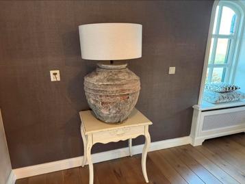 Set van 2 grote kruiklampen met linnen kap: landelijke stijl beschikbaar voor biedingen