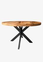 Mango Houte eettafel met matrix poten, Huis en Inrichting, Tafels | Eettafels, Ophalen, Rond, Zo goed als nieuw, Vier personen