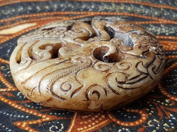 Mooi antiek Oosters fabeldier amulet van jade 5,2 cm., Antiek en Kunst, Kunst | Niet-Westerse kunst, Ophalen of Verzenden