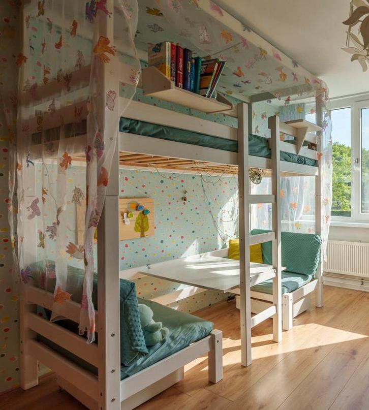 Hoppekids jumbo hoogslaper met bankje/ extra bed, Kinderen en Baby's, Kinderkamer | Stapelbedden en Hoogslapers, Gebruikt, Hoogslaper