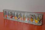Set van 6 retro vintage VMC glazen met funky fruitdecor, Glas of Glazen, Nieuw, Ophalen of Verzenden, Glas