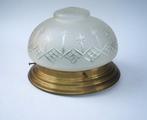 plafonnière giso mat glas geslepen kap vintage messing., Huis en Inrichting, Lampen | Plafondlampen, Ophalen of Verzenden, Gebruikt