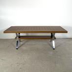 Vintage salontafel met koperen blad en chromen poten, 50 tot 75 cm, Vintage, Zo goed als nieuw, Metaal