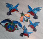Glas in lood ijsvogel 
vogel raamdecoratie ., Antiek en Kunst, Ophalen of Verzenden