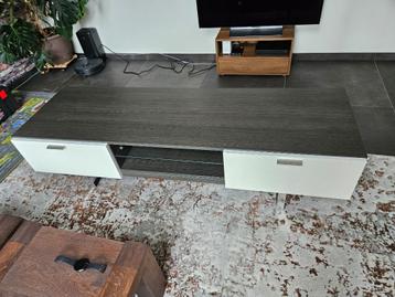 Tv meubel donker hout met witte lades